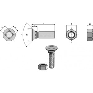 Болты плуга M12x1,75
