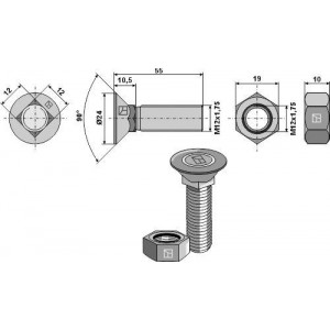 Болты плуга M12x1,75
