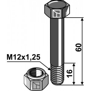 Болты с стопорными гайками - M12x1,25