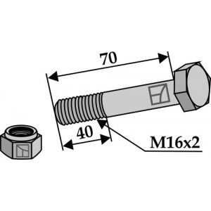 Болты с стопорными гайками - M16x2