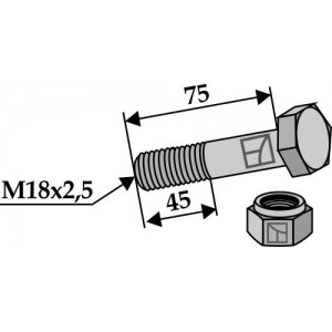 Болты с стопорными гайками - M18x2,5