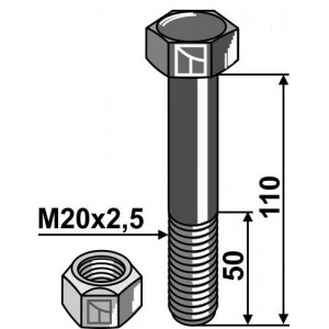 Болты с стопорными гайками - M8x1,25