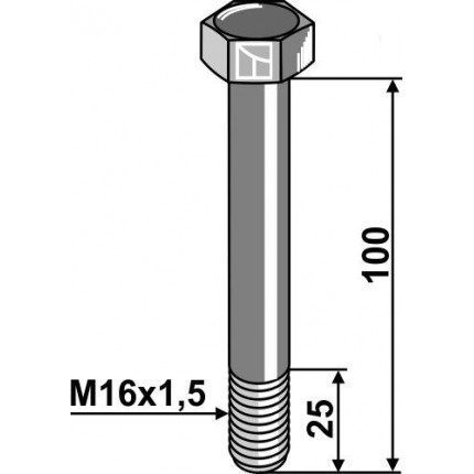 Болт M16x1,5 x 100 - 10.9