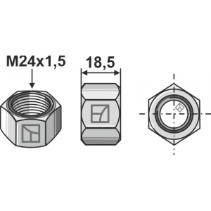 Гайка M24x1,5 - оцинкованная - левая резьба