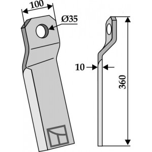Мульчирующий нож скрученный - длинный - правый