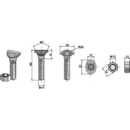 Планетарный болт - M12x60 - 10.9