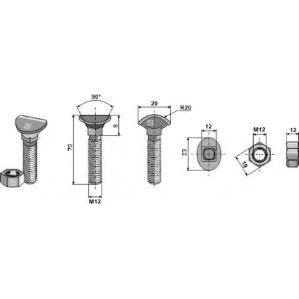 Планетарный болт - M12x70 - 10.9