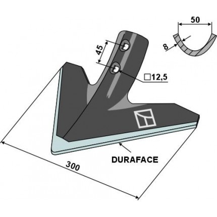 Стрельчатая лапа 300мм- DURAFACE