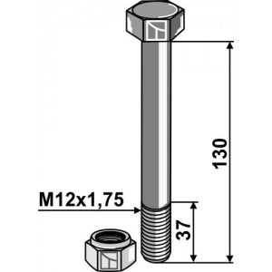 Болт со стопорной гайкой - M12 - 8.8
