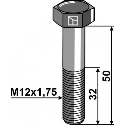 Шестигранный болт M12 без гайки