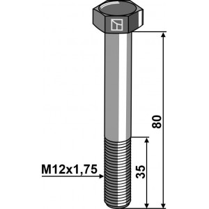 Болт шестигранный М12х1.75х80 DIN931 - 8.8