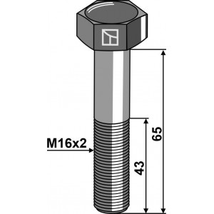 Болт шестигранный М16х2х65 DIN 931 - 8.8