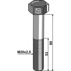 Шестигранный болт M20 без гайки