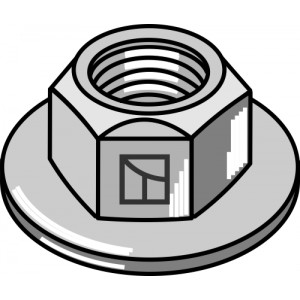Шестигранная гайка с фланцем, с зажимной частью, цельнометалл. гайка - желтая оцинковка