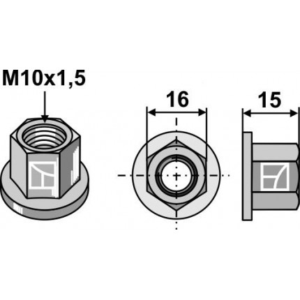 Шестигранная гайка с фланцем - M10x1,5