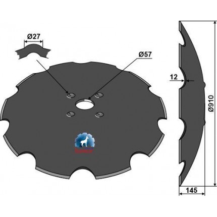 Диск зубчатый Ø910x12