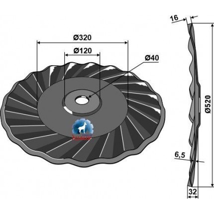 Диск волнистый 520x6,5 правый