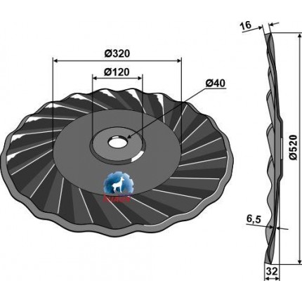 Диск волнистый 520x6,5 левый