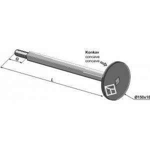 четырехгранный вал 25x25 - 450 - M24x2