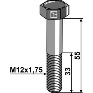 Машинный болт M12 - DIN931 - 12.9