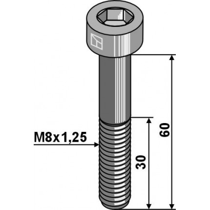 Болт с внутр. шестигранником M8x1,25 - Оцинкованный