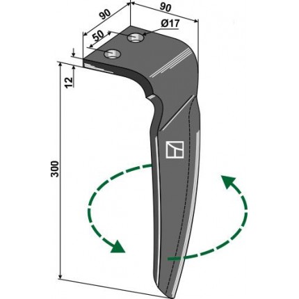 Зуб ротационной бороны, левый