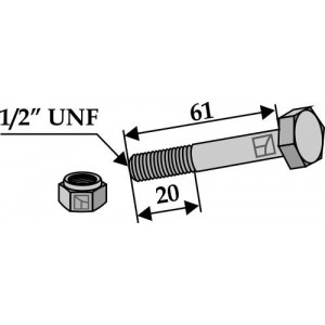 Болт со стопорной гайкой - 1/2''UNF