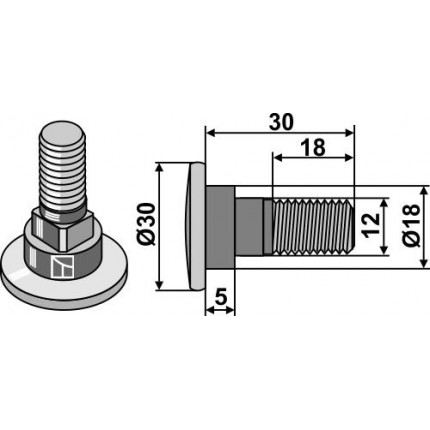 Болт М12х1,75х30 - 12.9