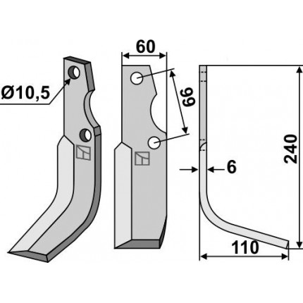 Фрезерный нож, правый