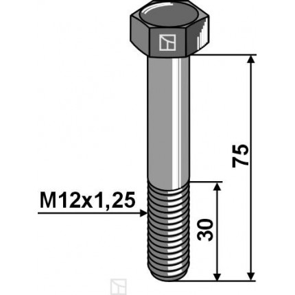 Шестигранный болт с тонкой резьбой - M12x1,25 - 8.8