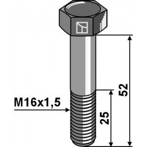 Шестигранный болт с тонкой резьбой - M16x1,5 - 12.9