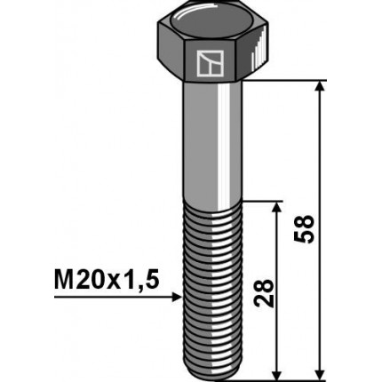 Шестигранный болт с тонкой резьбой - M20x1,5 - 10.9