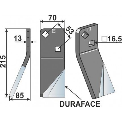 Ротационный зуб DURAFACE, левый