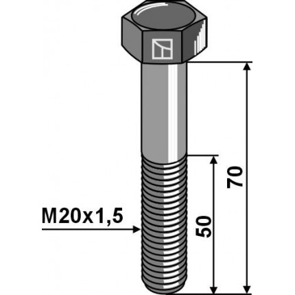 Шестигранный болт с тонкой резьбой - M20x1,5 - 10.9