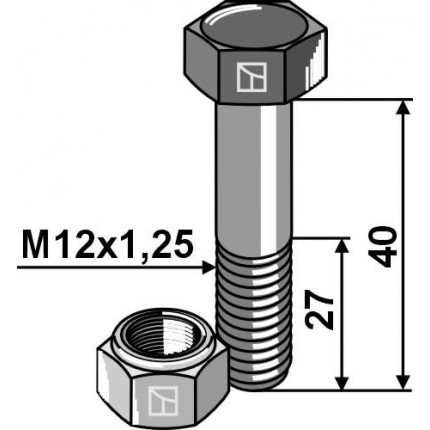 Болт шестигранный с гайкой М12х1,25х40