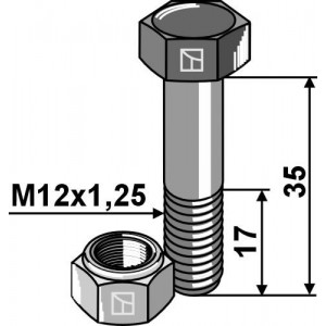 Болт шестигранный М12х1,25х35 с гайкой