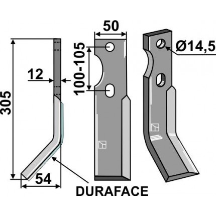 Ротационный зуб DURAFACE, левый