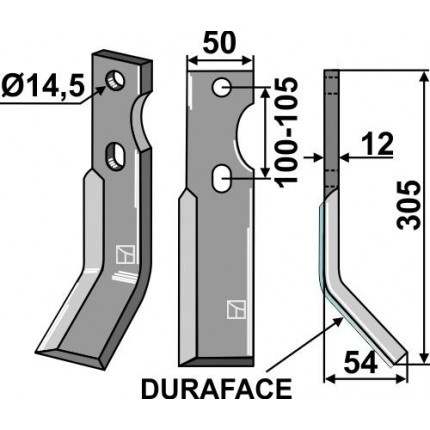Ротационный зуб DURAFACE, правый