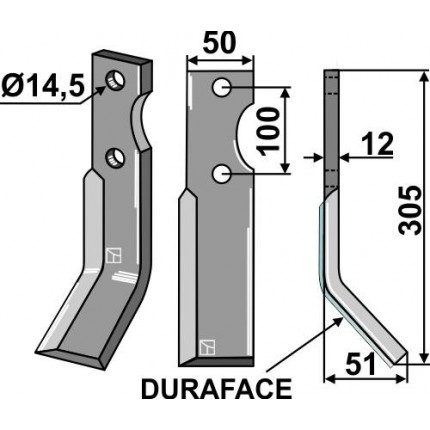 Ротационный зуб Duraface правый