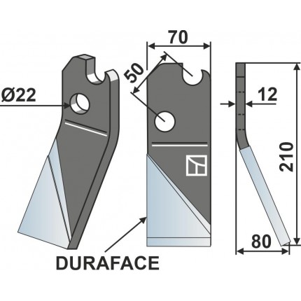 Ротационный зуб DURAFACE, правый