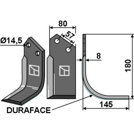 Фрезерный нож, правый - DURAFACE