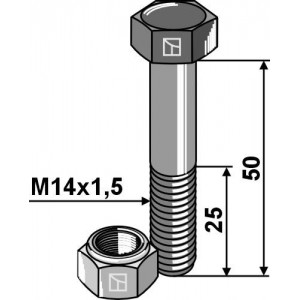 Болт с гайкой - M14x1,5 - 12.9