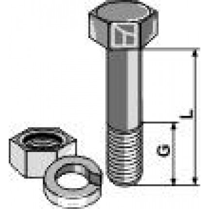Болт с гайкой и пружинной шайбой - 7/16