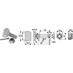 Болт с шестигранной корончатой гайкой M 20 x 1,5