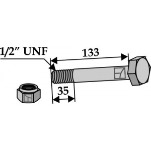 Болт со стопорной гайкой - 1/2''UNF