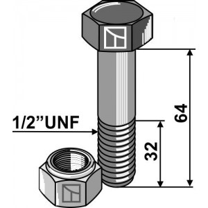 Болт со стопорной гайкой - 1/2''UNF