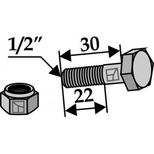 Болт со стопорной гайкой - 1/2''UNF