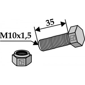Болт со стопорной гайкой - M10x1,5 - 8.8