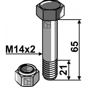 Болт со стопорной гайкой - M14x2 - 10.9