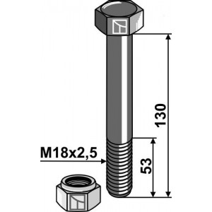 Болт со сстопорной гайкой - M18x2,5 - 10.9